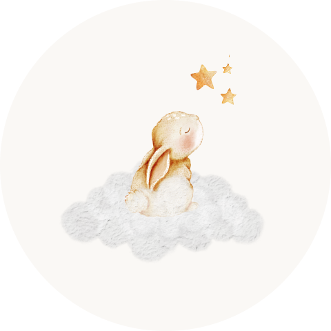 Sluisticker met konijntje op wolk