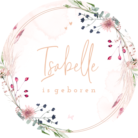 Roze raamsticker met bloemenrand
