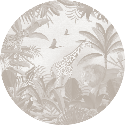 Stoere behangcirkel met jungle thema voor de babykamer