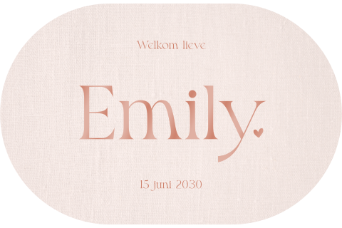 Lief geboortekaartje oudroze en linnen look