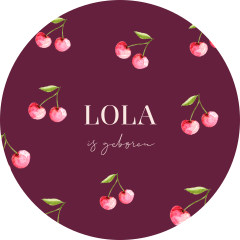 Raamsticker rond paars met kersen