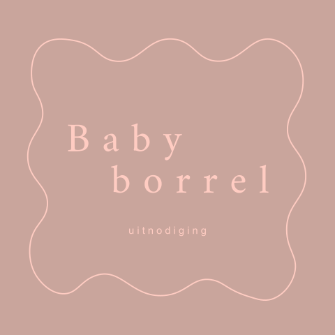 Lief oudroze kraamborrelkaartje met ronde hoeken