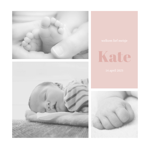 Geboortekaartje zelf maken met foto voor meisje