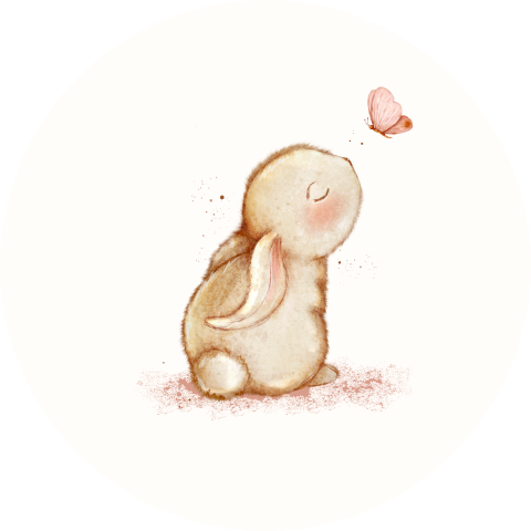 Lieve sluitsticker met konijntje en vlinder