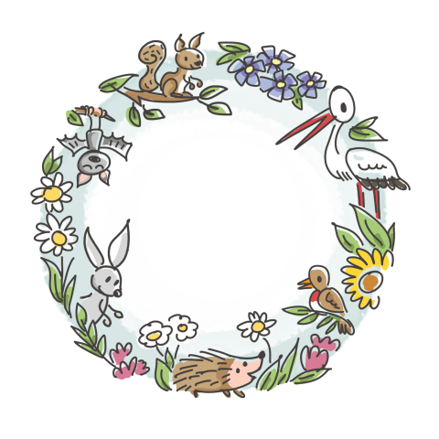 Vrolijk doorkijk geboortekaartje met dieren en bloemen