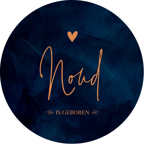 Raamsticker rond met blauwe velvet-look achtergrond en hartje