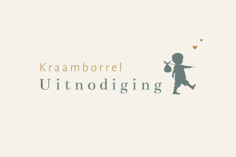 Kraamborrelkaart met silhouet van jongetje met knapzak