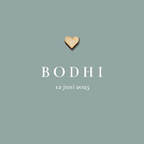 Minimalistisch babykaartje met bij te bestellen houten hartje