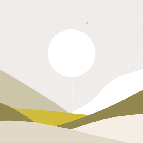 Minimalistisch geboortekaartje met natuurlijke kleuren groen en bergen