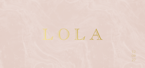 Roze goudfolie geboortekaartje met marmer-look voor een meisje