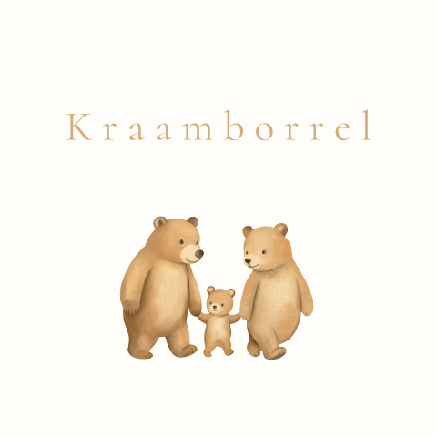 Lieve uitnodiging kraamfeest met berenfamilie