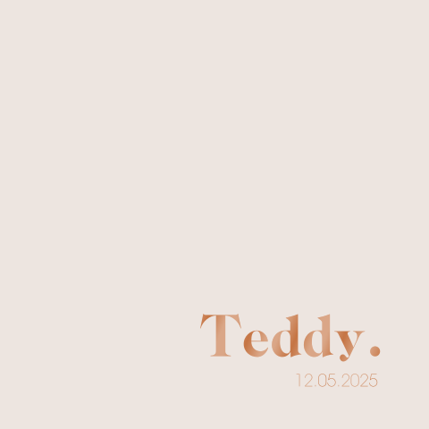 Stijlvol unisex geboortekaartje met hoogglans