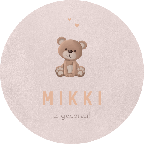 Raamsticker rond roze met teddybeer en hartjes