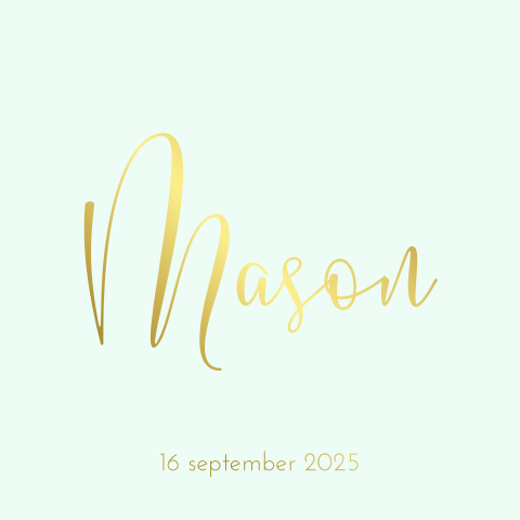 Goudfolie geboortekaartje jongen mintgroen