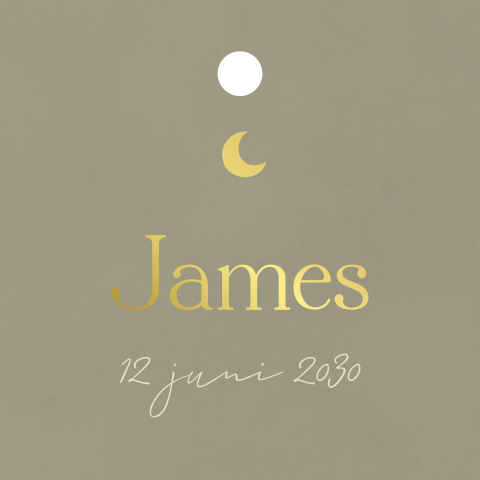 Label vierkant groen met goudfolie maantje