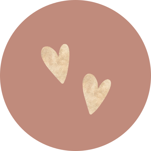 Oudroze sluitsticker met goudkleurige hartjes