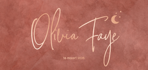Roségoudfolie geboortekaartje met typografie en velvet