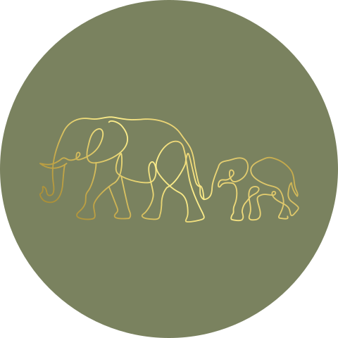 Avontuurlijke sluitsticker met goudfolie olifantjes