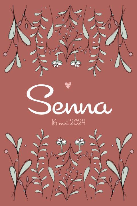 Lief geboortekaartje met bohemian thema voor een meisje