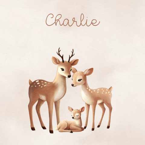 Tuinbord vierkant in beigetinten met hertengezin