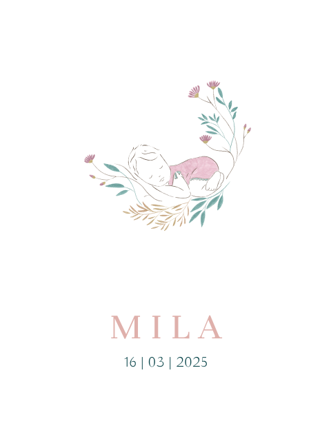 Poster meisje met pastelkleuren en bloemen