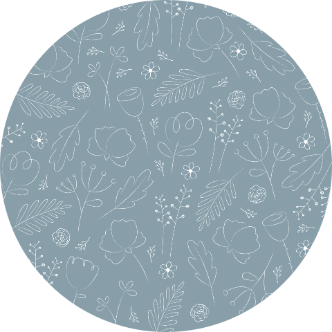 Prachtige blauwe behangcirkel met bloemenprint voor de kinderkamer