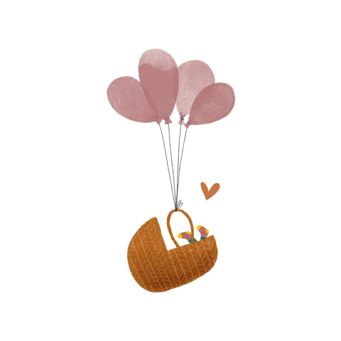 Sluitsticker met ballonnen en mandje