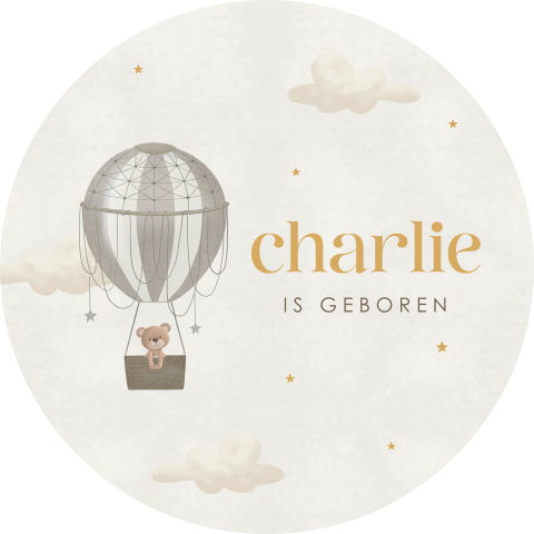 Raamsticker neutraal met beertje in luchtballon