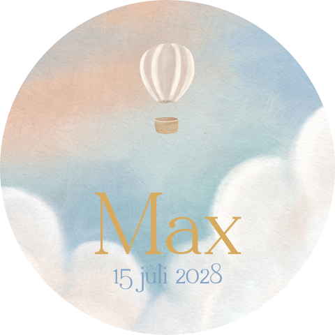Raamsticker rond blauw met wolken en luchtballon