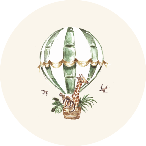 Sluitsticker met luchtballon en jungledieren