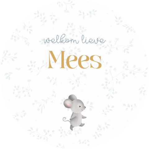 Prachtige raamsticker met blauwe takjes en muisje