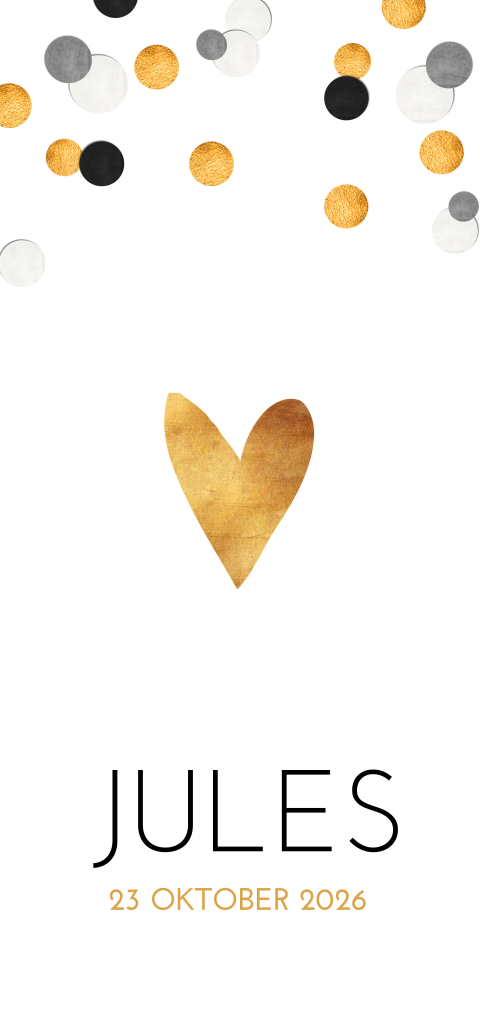 Confetti kaartje met goudlook hart