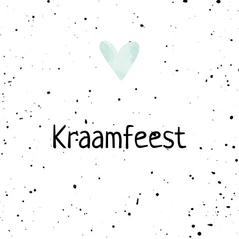 Hippe kraamborrelkaart met mintgroen hartje