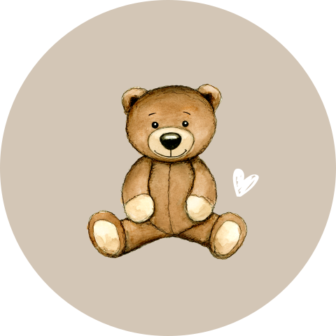 Bruine sluitsticker met teddybeer en lief hartje