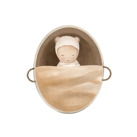 Sluitsticker met baby in mandje