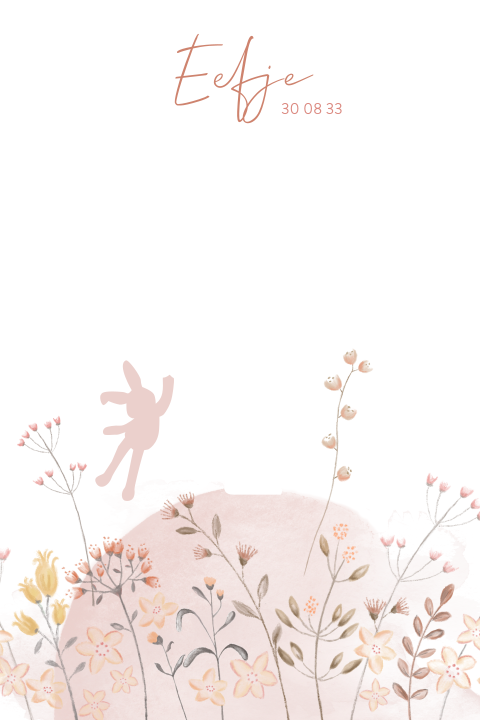 Schattig geboortekaartje met silhouet meisje in doorkijkje