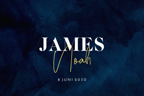 Velvet-look geboortekaartje met goudfolie voor een jongen