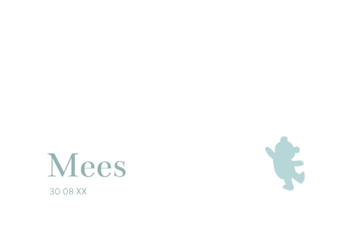 Origineel blauw geboortekaartje jongen met doorkijkje van silhouetje