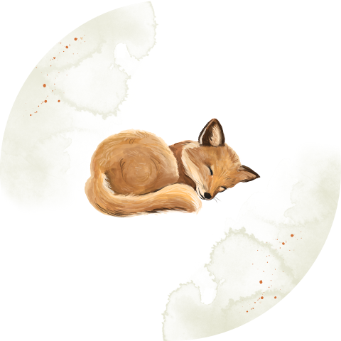Sluitsticker met watercolour en slapend vosje
