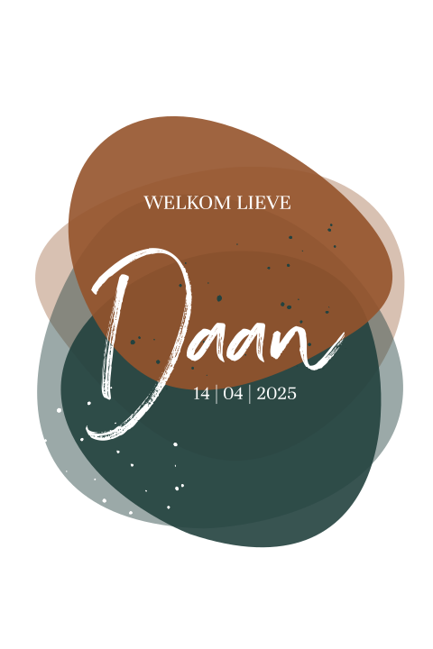 Trendy geboortekaartje voor jongen met organische vormen