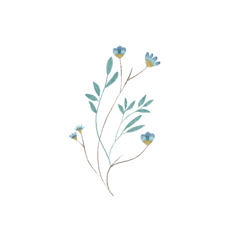 Sluitsticker wit met blauwe bloemetjes