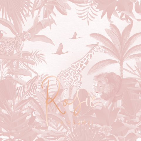 Jungle geboortekaartje met vintage print voor meisje