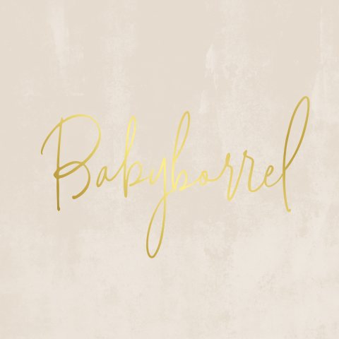 Kraamborrel uitnodiging beige velvet-look met goudfolie