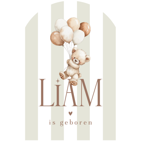 Origineel tuinbord met strepen en lief beertje aan ballonnen