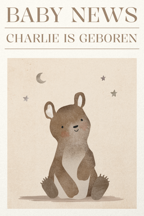 Originele raamsticker baby news krant-look met lief beertje