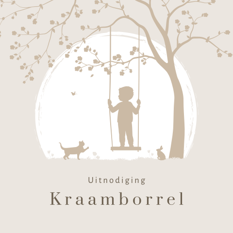 Kraamborrelkaart met silhouet van jongen op schommel