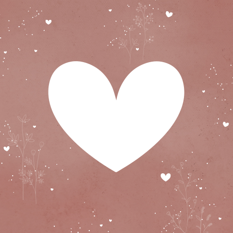 Stijlvol stans geboortekaartje met uitsnede van hartje voor een meisje