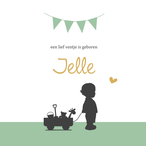 Geboortekaart met silhouet en vlaggetjes