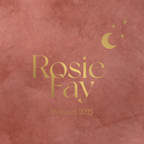 Hip matgoud geboortekaartje voor meisje met velvet-look