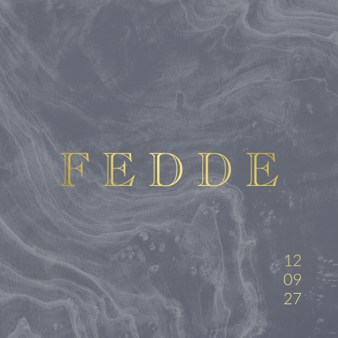 Geboortekaartje blauw met marmer-look en goudfolie